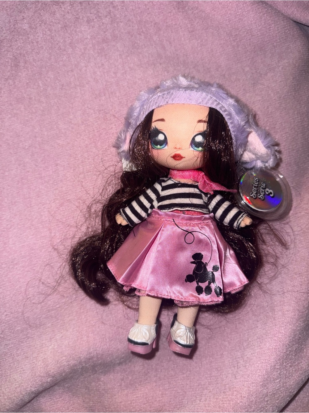 Kids Fashion Doll in Pink Skirt and Striped Top